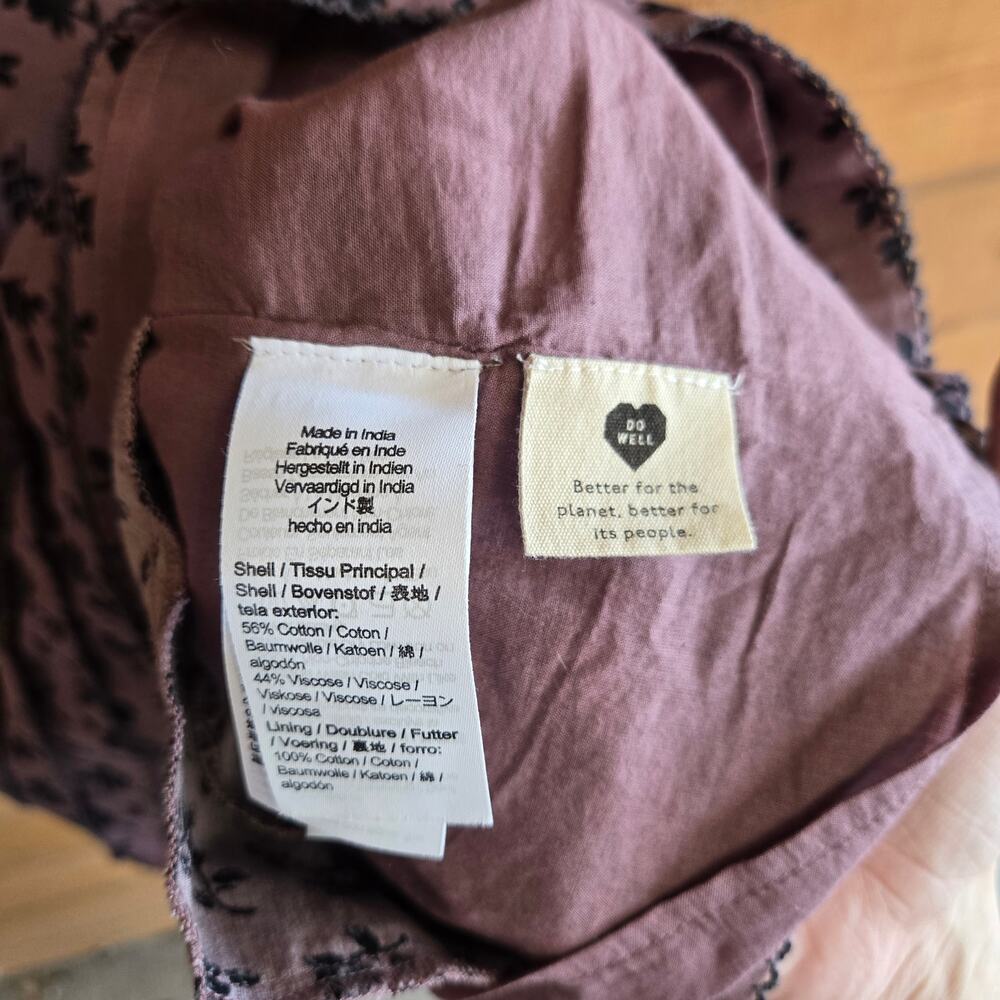 Madewell Tillie Dress Shadow Blooms Fig Mini Puff Sleeve XS Boho Prairie Fall - Picture 6 of 6